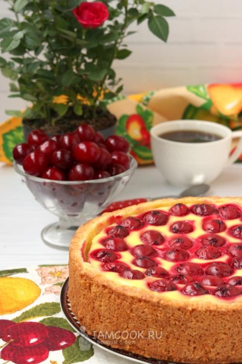 Тертый пирог с творогом и вишней. Песочный пирог с творогом и вишней