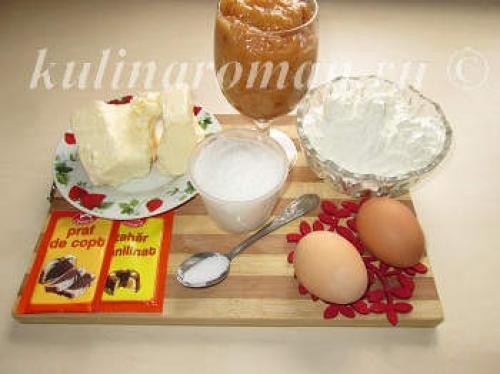 Песочный пирог с яблочным повидлом. Ингредиенты: