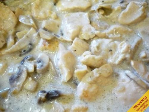 Тушеное куриное филе с грибами. Описание рецепта:
