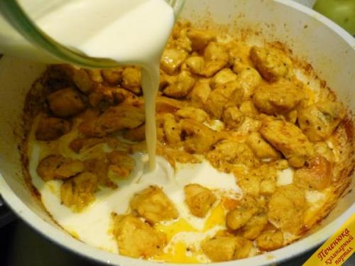 Тушеное куриное филе в сливках. Описание рецепта: