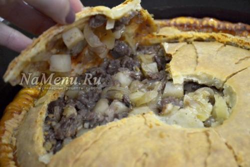 Пирог с картошкой и мясом татарский рецепт. Татарский пирог с мясом и картошкой