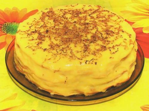 Творожный торт на сковороде с заварным кремом.