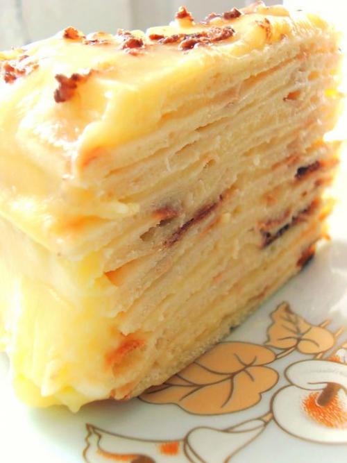 Творожный торт на сковороде с заварным кремом.