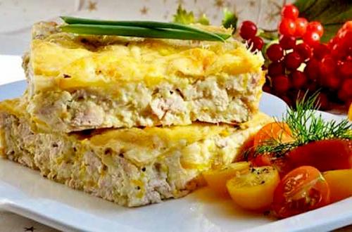 Диетическая запеканка с куриной грудкой. 