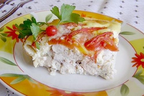 Диетическая запеканка с куриной грудкой. 