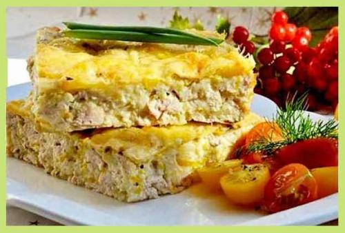 Диетическая запеканка с куриной грудкой. 