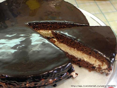 Торт шоколадно-лимонный или Птичье молоко с кремом на манке.