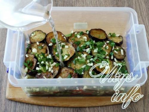 Закуска из маринованных баклажан и перцев-гриль. Маринованные баклажаны с перцем гриль