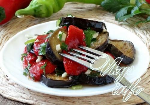 Закуска из маринованных баклажан и перцев-гриль. Маринованные баклажаны с перцем гриль