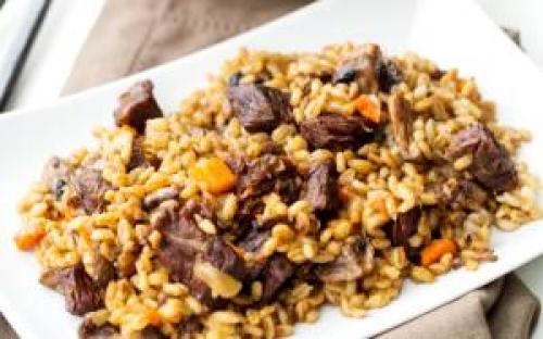 Перловка с мясом и грибами в мультиварке