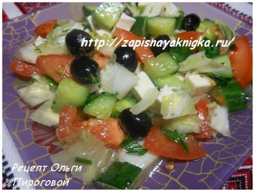 Салат греческий с брынзой и пекинской капустой