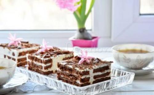 Торт без выпечки с шоколадным печеньем. Творожно шоколадный торт без выпечки из печенья