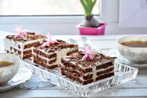 Торт без выпечки с шоколадным печеньем. Творожно шоколадный торт без выпечки из печенья