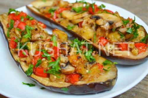 Баклажаны, фаршированные грибами. Пошаговый рецепт с фото