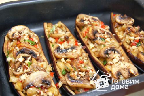 Баклажаны фаршированные рисом и грибами. Баклажаны, фаршированные грибами