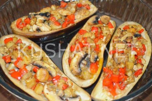 Баклажаны, фаршированные грибами. Пошаговый рецепт с фото