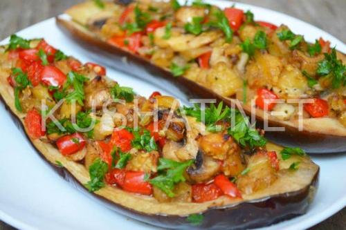 Баклажаны, фаршированные грибами. Пошаговый рецепт с фото