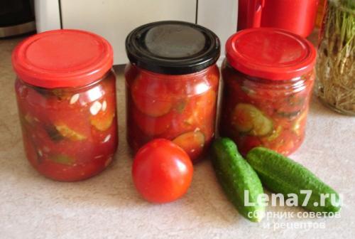 Салат из огурцов в томатной заливке на зиму без стерилизации