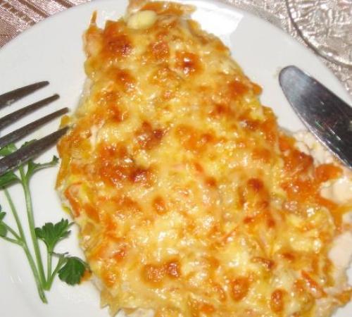 Куриное филе под шубой из моркови. Курица под морковной «шубой»
