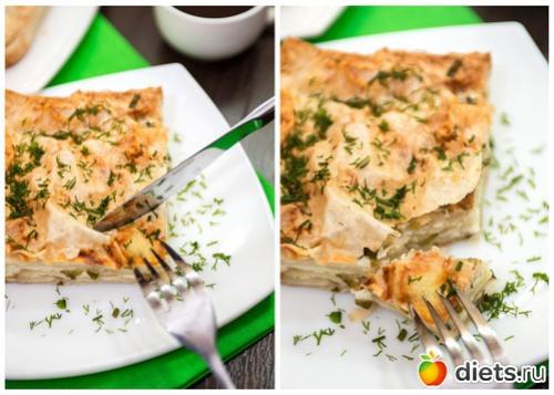 Диетический пирог из лаваша. Нежный слоеный пирог из лаваша с сыром и зеленью. Вкусная коллекция