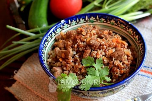 Гречка с мясом на сковороде