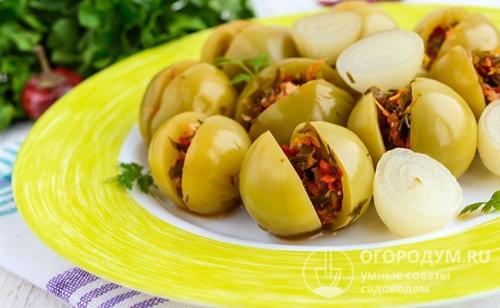 Рецепт засолки помидоров зеленых. Зеленые помидоры «сухого» засола, фаршированные пряностями