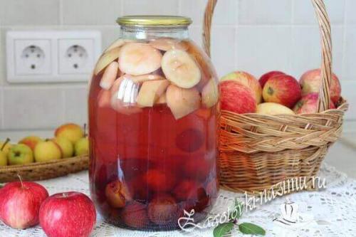 Компот из яблок и слив. Простой рецепт компота из сливы и яблок на зиму на 3 литровую банку без стерилизации