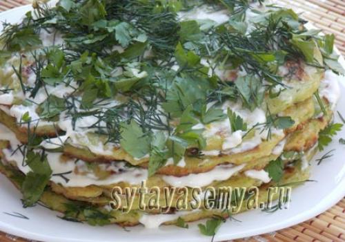 Торт из кабачковых блинчиков