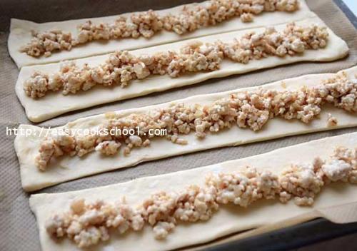 Пирог-улитка из слоеного теста. Слоеный пирог с курицей в виде улитки