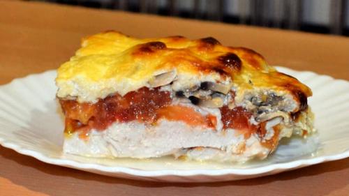 Запеканка с куриным филе с грибами и. Запеканка с куриным филе и грибами