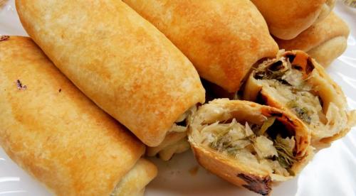 Постные трубочки с капустой и зеленью