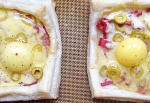 Слойка с ветчиной сыром и яйцом. Готовь вместе с Хрумкой!