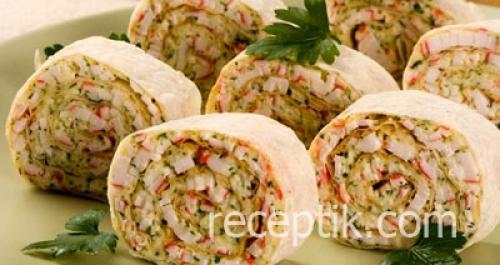 Рулет из лаваша с еврейской закуской. 