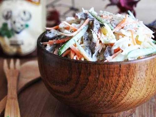 Салат из капусты. Узбекский капустный салат с мясом и редькой