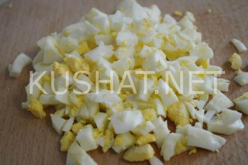 Салат с ветчиной, горошком и зеленым луком. Пошаговый рецепт с фото