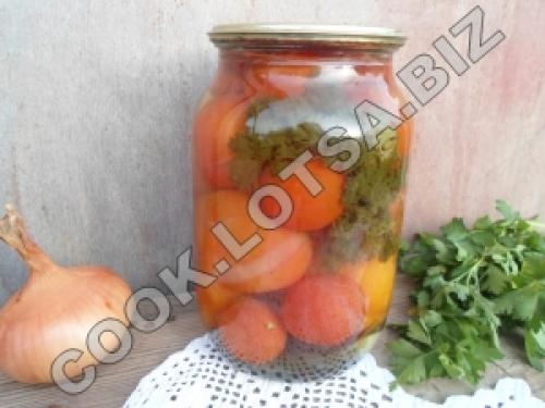 Помидоры маринованные с петрушкой и чесноком. Способ приготовления:
