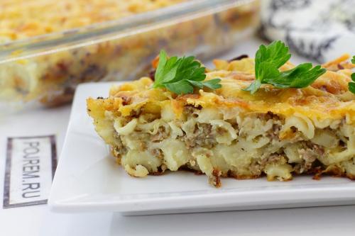 Рецепты вторых блюд на каждый день. Запеканка из макарон с фаршем