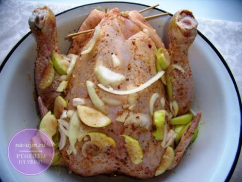Курица в рукаве с яблоками. Курица с яблоками в рукаве