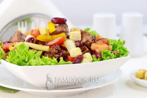 Салат из куриной печени и фасоли. Салат с куриной печенью и фасолью