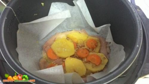 Куриная запеканка с овощами в мультиварке