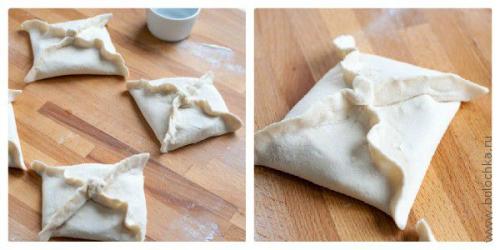 Слойки с ветчиной и сыром из слоёного теста. 