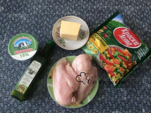 Сочная запеканка из куриного филе. Ингредиенты