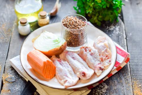 Гречка с курицей на сковороде