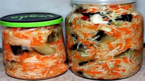 Маринованная капуста на зиму с баклажанами