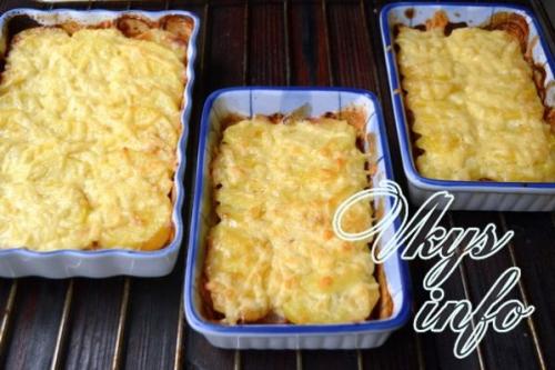 Мясо по французски с фаршем и морковью. Рецепт 6: картошка по-французски с фаршем и сыром