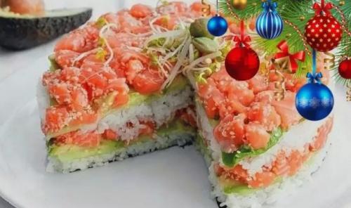 Салаты на праздничный стол 2019. Новогодний салат-суши 2019 (простой рецепт)