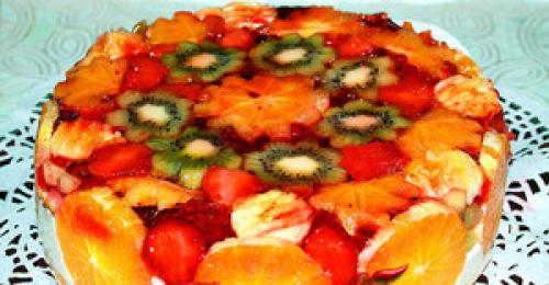 Желейный торт с фруктами без выпечки. Желейный торт без выпечки