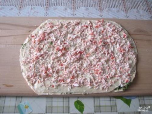Рулеты из лаваша с крабовыми палочками