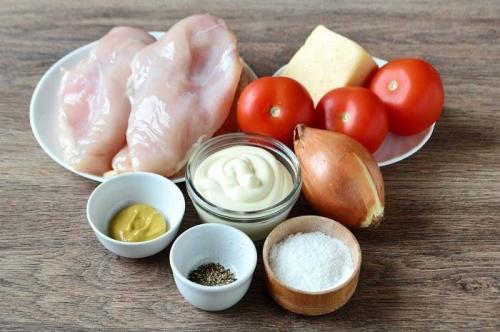 Куриное филе с помидорами и сыром, в духовке