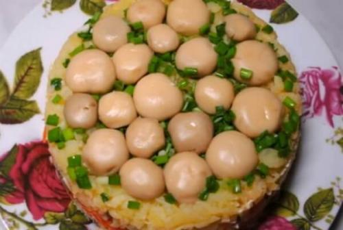 Салат перевертыш Грибная поляна. Готовим салат перевертыш «Грибная полянка» без мяса